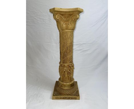 Very Heavy Ornate Carved Vintage Pillar