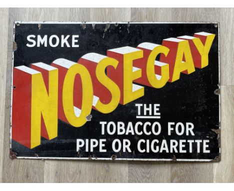 Original Vintage Enamel and Metal "Smoke Nosegay The Tobacco For Pipe or Cigarette" Sign