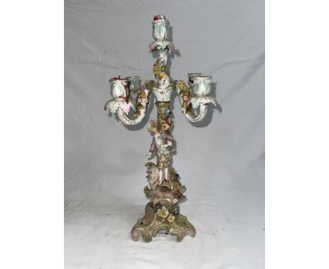19th Century Ceramic five sconce Candelabra in Meissen style