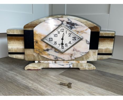 Vintage Art Deco Table Clock with Marble