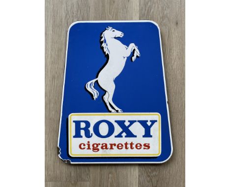 Original Vintage Enamel and Metal "Roxy Cigarettes" Advertising Sign