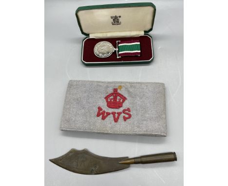 Woman's Voluntary Service Medal, Arm Band and Arras 1917 Trench Art
