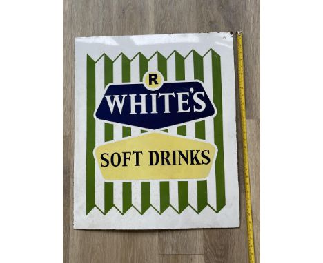 Original Vintage Enamel and Metal "R Whites Lemonade" Advertising Sign