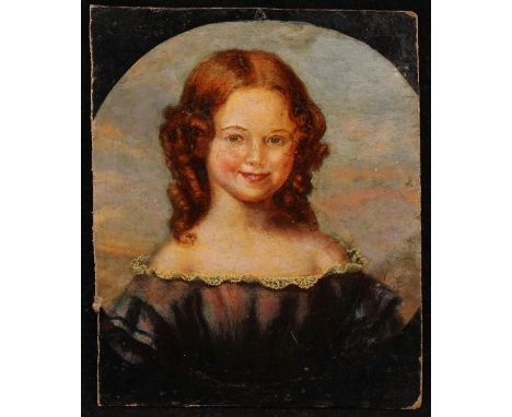 Continental School (19th century) Portrait of a Girl unsigned, oil on board, 25cm x 20.5cm