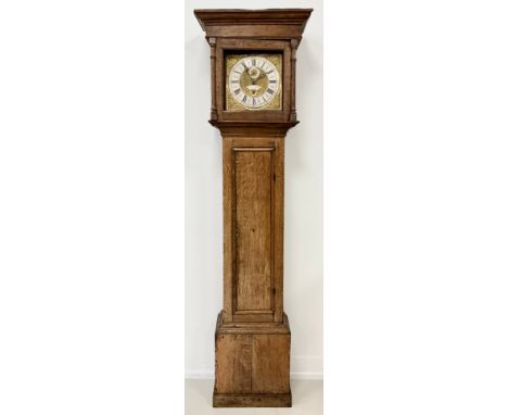A 19th century oak longcase clock, by Richard Stephens, Leek, single train movement, striking on a bell, brass and silvered m
