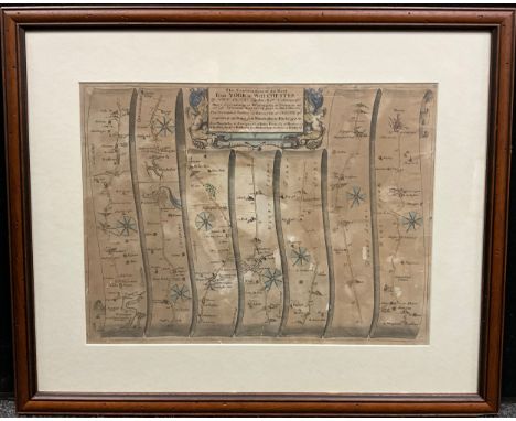 John Ogilby, Strip map, ‘A Continuation of the Road From YORK to Weft-CHESTER’, 34.5cm x 45cm