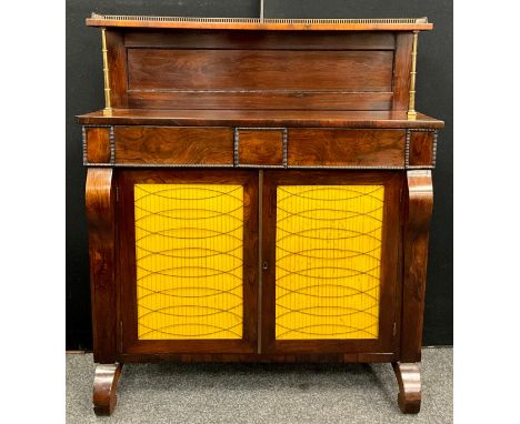 A Regency rosewood chiffonier, 121cm high, 105cm wide, 35cm deep