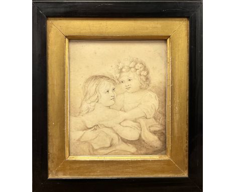 English School, 18th / early 19th century, A Portrait of Two Sisters, Grisaille watercolour, with pencil, 19cm x 16cm.