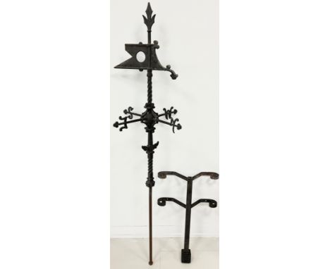 A 19th century cast iron, Country House weather vane, with bracket for attachment to the side apex of a building, 115cm high 