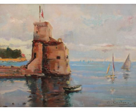 Carles (Modernist School) Rapallo Seascape signed, dated 1932, titled, oil on canvas, 31cm x 39cm