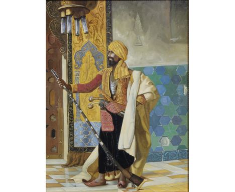Ali Nemati (Persian School)Portrait of a Mameluke, possibly Roustam Raza signed, oil on canvas, 77.5cm x 57.5cm