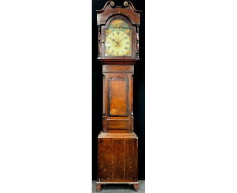A 19th century mahogany cross-banded oak longcase clock, by Shelley, of Nottingham, 215cm high, 46cm wide (at base)