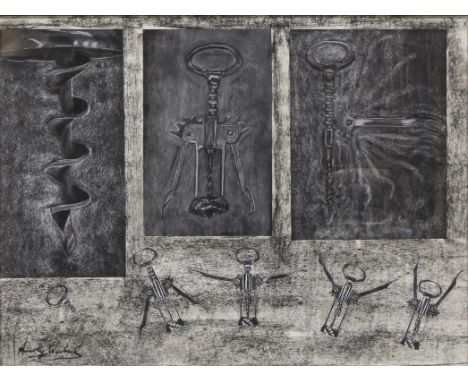 After Andy Warhol (1928-1987) Corkscrews signed, mixed media, 59.5cm x 78.5cm