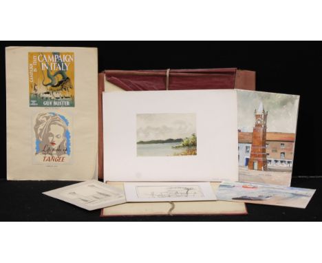 An interesting folio of sketches, watercolours, and other works on paper, including Charles Whitaker (English School, 20th ce