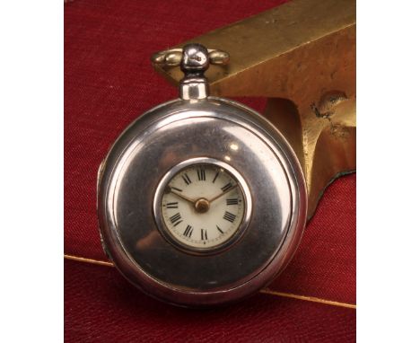 A Victorian silver pair case half hunter pocket watch, signed H C Skerratt, Kington, white enamel dial with two rings of Roma