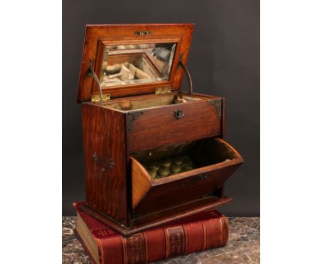 Augustus Welby Northmore Pugin (1812 - 1852) - a Victorian  oak table top work box or cabinet, hinged cover and fall front en