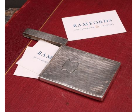 A William IV silver rectangular visiting card case, engine turned, 9.5cm long, Taylor &amp; Perry, Birmingham 1835