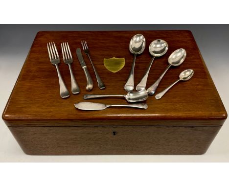 An extensive Walker &amp; Hall oak cased silver plated canteen, for twelve, including dinner, side and dessert forks, knives,