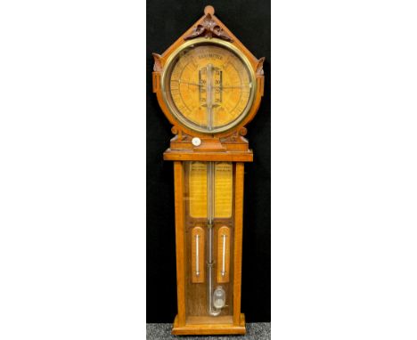 A Victorian oak cased Admiral Fitzroy Royal Polytechnic barometer, the circular dial with vernier scale, and inscribed ‘Josep