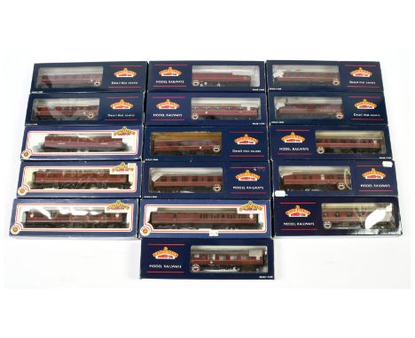 Bachmann a group of BR marron Coaches to include 39-332 BR Mk2 FK Corridor 1st Coach, 39-271 BR Mk1 GUV Coach and others (see