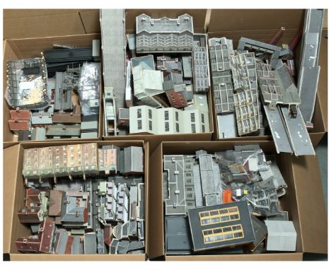 A large qty of plastic and carded constructed Buildings to include Stations, Engine Sheds, Platforms, Houses and others (see 