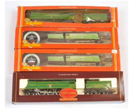 Hornby (GB) a boxed group of Battle Of Britain Locomotives to include R374 4-6-2 SR BoB Class Loco 21C166 "Spitfire" and othe