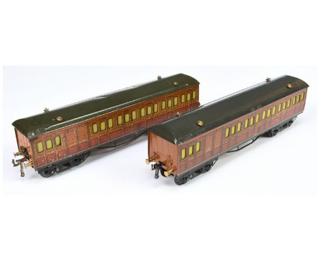 Hornby Series Pre War O Gauge Pair of unboxed Metropolitan coaches. Comprising 3rd Brake with interior lighting units with da