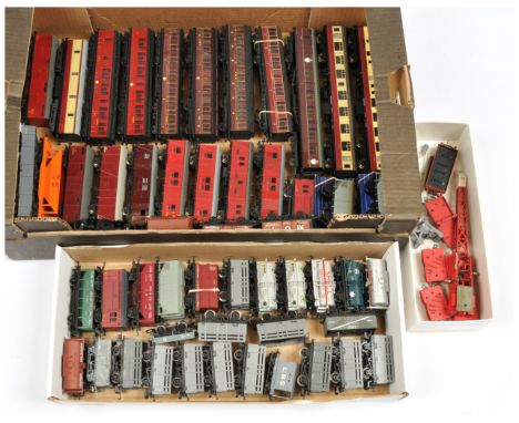 Hornby, Bachmann &amp; Similar an unboxed group of Wagons and Coaches to include Tankers, Utility Vans, Breakdown Crane and o