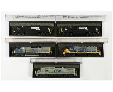 Bachmann Spectrum N Gauge a group of American Outline Diesel Locomotives comprising of 2x Norfolk Southern's and 3x CSX's. Pl