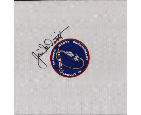 James McDivitt signed 9x9 inch BETA Apollo IX patch. From single vendor Space Astronaut collection including NASA Moonwalkers