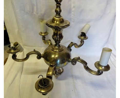 A pair of plated Dutch pattern five light Electroliers.  18" (46cms) high. 