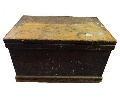 A Joiners pine Tool Chest with hinged lid, the interior fitted with various compartments and covered containers.     3' 4" (1