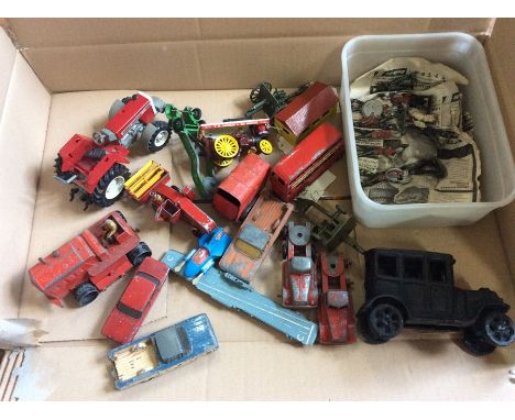 A collection of various Britain’s toys including Massey Ferguson tractor, Corgi horse box, etc, mostly playworn (one box)