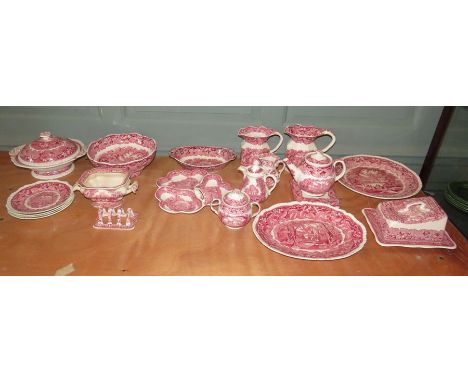 A large group of early twentieth century red and white transfer-printed Masons Vista pattern dinner and tea wares to include: