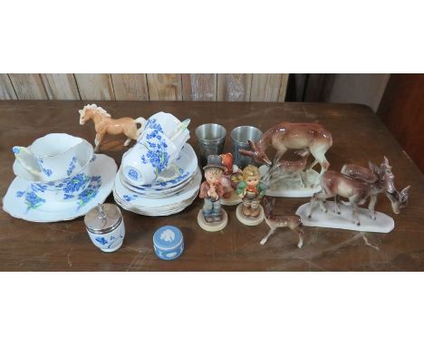 A mixed group of ceramics, in include: a part Royal Staffordshire tea service, Royal Worcester covered pot, three West German