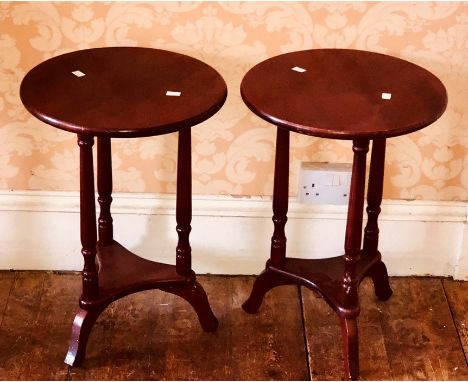 A pair of 20th Century mahogany lamp stand in the manner of Georgian wine table (2) 58cm H