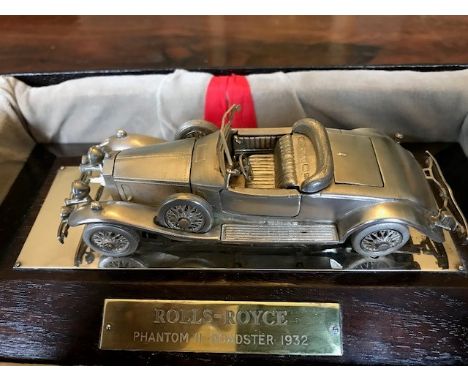 An Elizabeth II sterling silver desk model of a 1932 Rolls-Royce Phantom II Roadster, Magna London, hallmarked London 1979, w