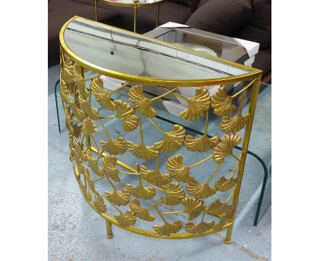 GINKGO LEAF DEMI LUNE CONSOLE TABLE, 1950's Italian style, 87cm H.