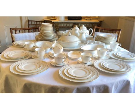 DINNER SERVICE, English fine bone china royal Worcester Contessa, twelve place, six piece settings. (95)