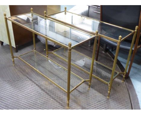 CONSOLE TABLES, a pair, vintage 1950's French, 112cm x 38cm x 74cm. (2)