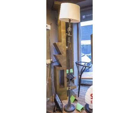 AFTER ALBERTO GIACOMETTI TETE DE FEMME DESIGN FLOOR LAMP, bronze with shade, 178cm H. 