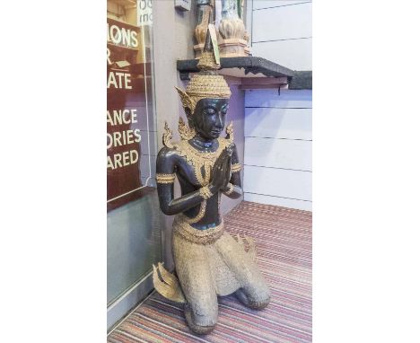 LARGE SEATED BUDDHA, bronze with gilt decoration, 110cm H x 46cm W x 40cm D.