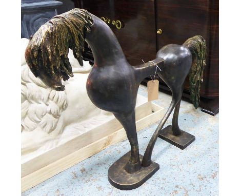 BRONZE OF A STALLION, contemporary school stylised study, 100cm H.