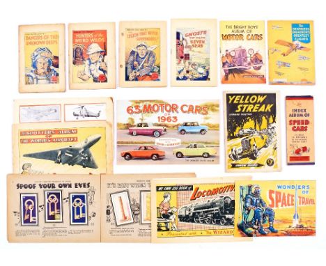 Story Paper Giveaways (1930s-60s). Adventure Thrill Books 1-4, Bright Boys Album of Motor Cars (Skipper), Deathless Squadron'