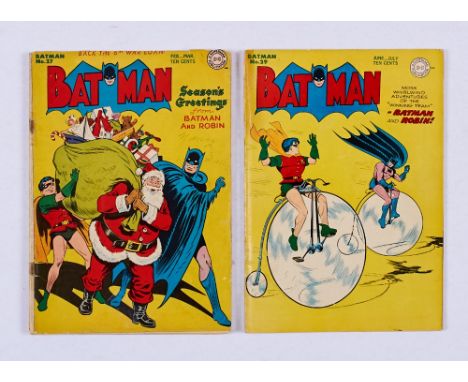 Batman (1944-45) 27, 29. #27 pen name to loose cover, centrefold loose. #29: 3 ins vertical tear to cover by top of spine [fr