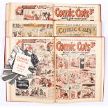 Comic Cuts (Jul-Dec 1942) 2692-2705 with (Jan-Sept 1953) 2970-3006 last issue. In 3 bound volumes