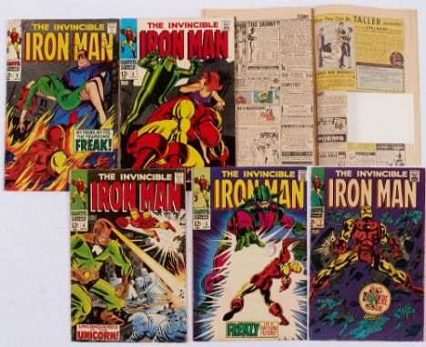Iron Man (1968) 1-5. (1, 2, 4 cents copies). #1: cover 'K' mark, cut-outs from pgs 18 and 20 [gd], #2: splash page pen 'No 2'