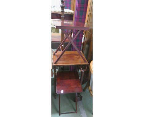 A standard lamp, side table,a pair of folding tables and a stand (5) Condition Report: Available upon request