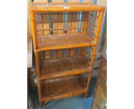 A four tier bamboo shelf unit, 114cm high x 63cm wide x 32cm deep Condition Report: Available upon request