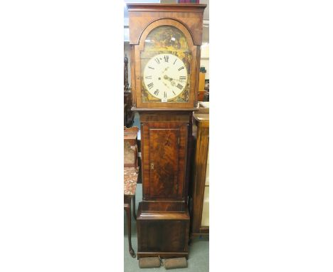 A 19th Century mahogany longcase clock with painted face "death of the stag", 211cm high Condition Report: Available upon req